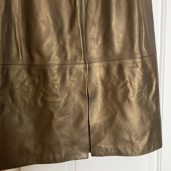 MaxMara 💯 Leather Shimmering Metallic Skirt Never Used Made in Italy 🇮🇹 - Picture 8 of 16